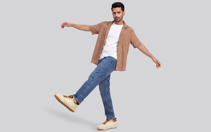 The Street Heart : men’s leather shoes casual fit ecru tan durable comfortable everyday wear side view