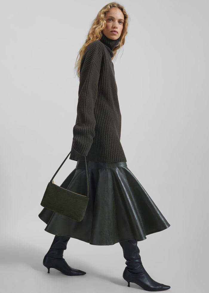 Thelma Ribbed Sweater Dress - Khaki