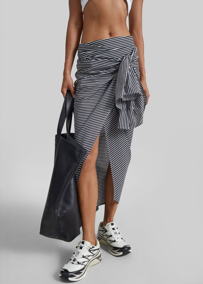 Thira Wrap Skirt - Black/White Stripe