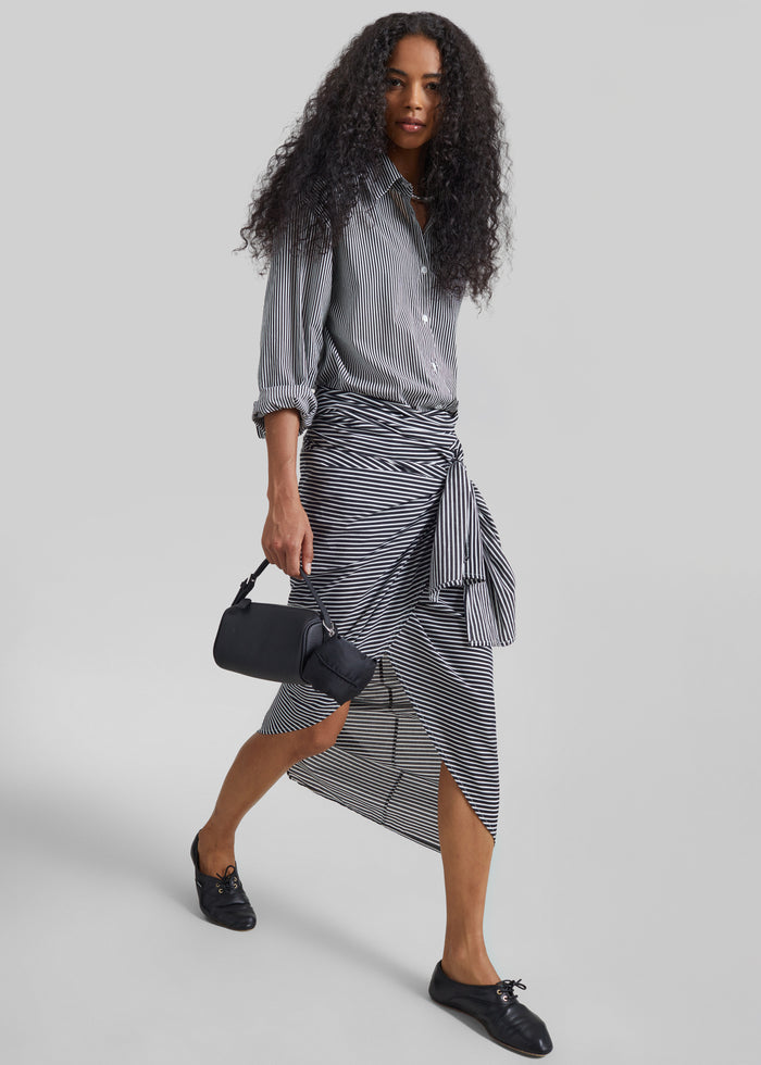 Thira Wrap Skirt - Black/White Stripe