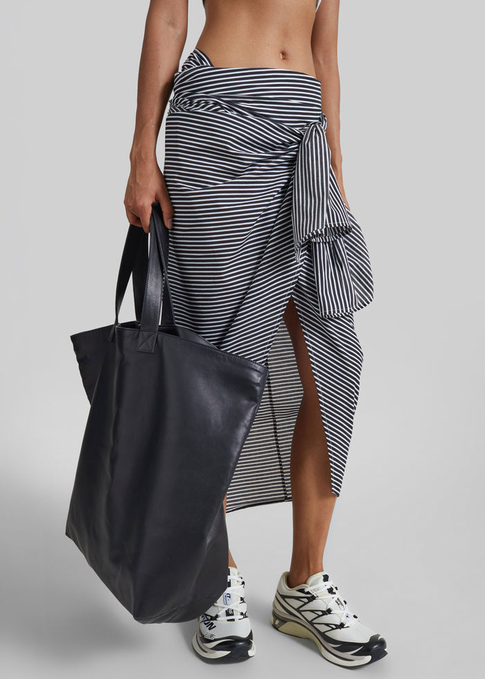 Thira Wrap Skirt - Black/White Stripe