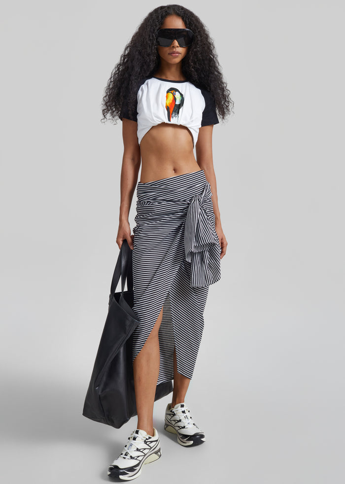 Thira Wrap Skirt - Black/White Stripe