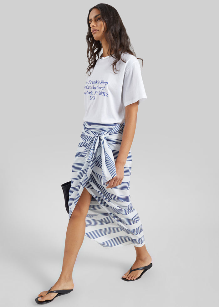 Thira Wrap Skirt - Navy/White Stripe