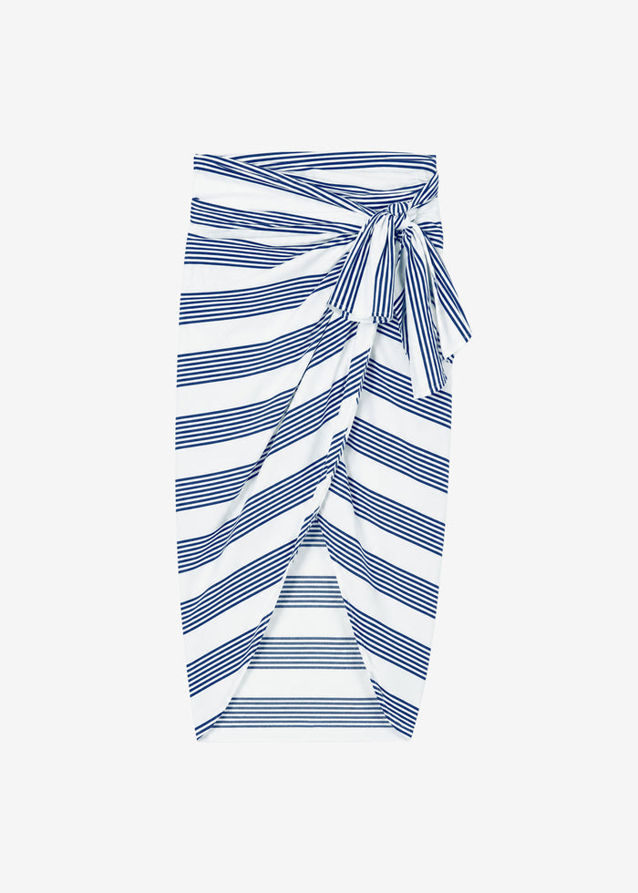 Thira Wrap Skirt - Navy/White Stripe