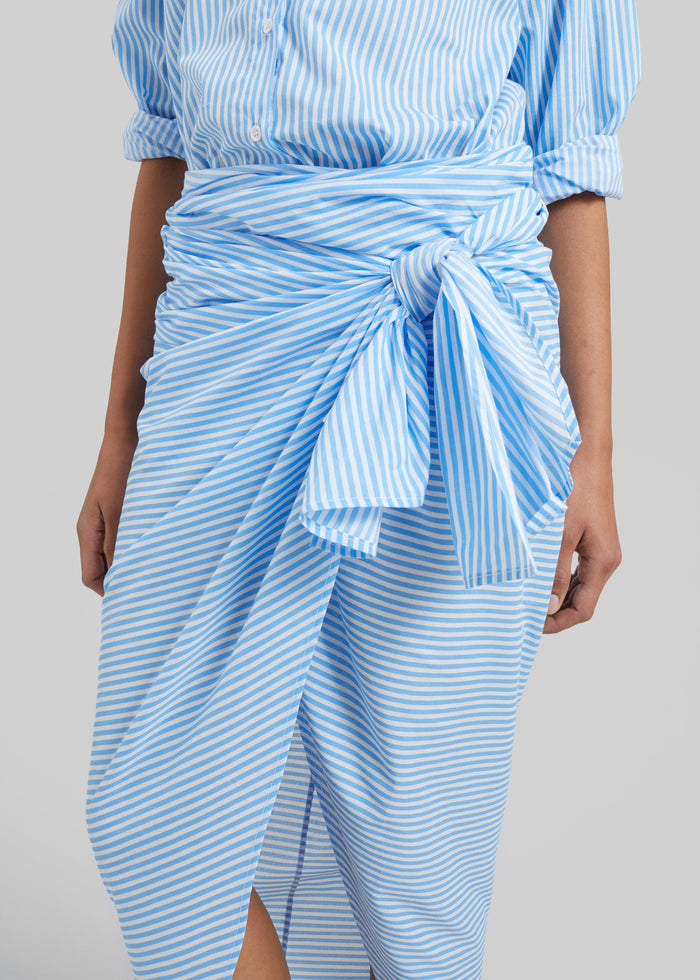 Thira Wrap Skirt - White/Light Blue