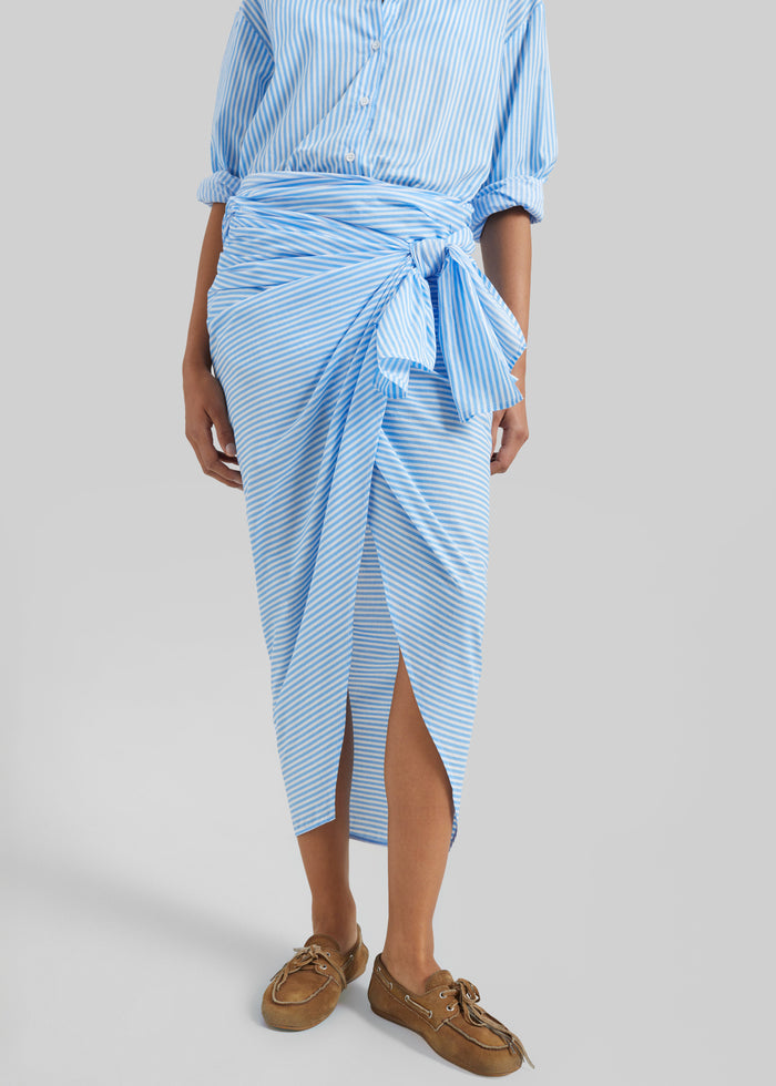 Thira Wrap Skirt - White/Light Blue