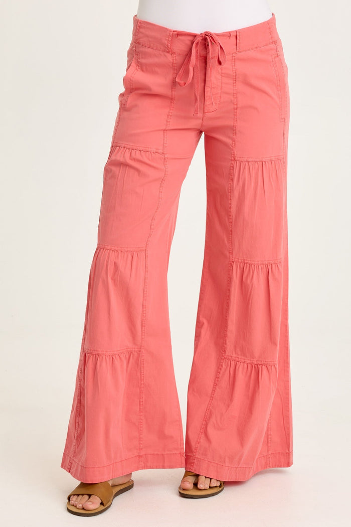 Wearables Tiered Wide Leg Drawstring Flare Ruched Pant