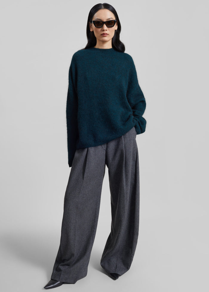Timea Mohair Fuzzy Sweater - Bottle Green