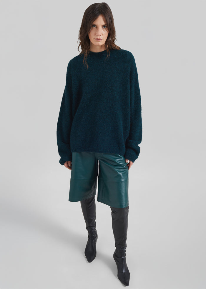 Timea Mohair Fuzzy Sweater - Bottle Green
