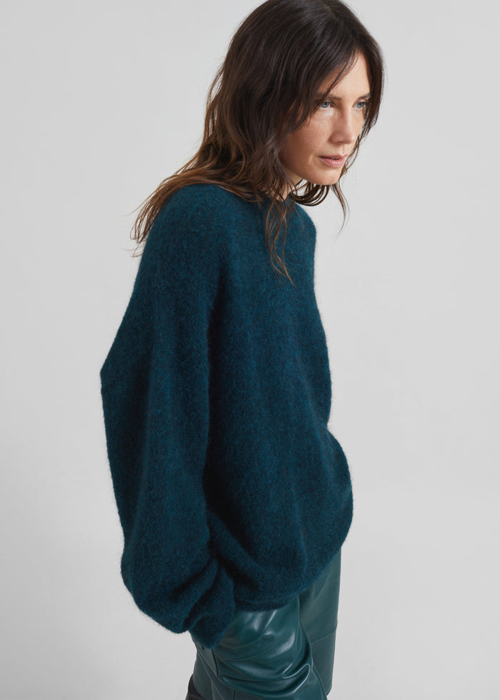 Timea Mohair Fuzzy Sweater - Bottle Green