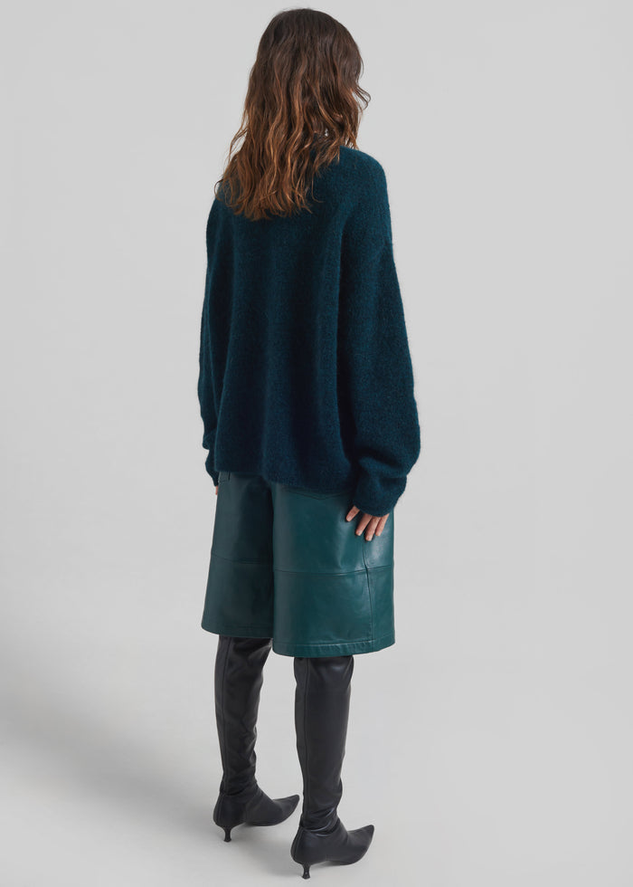 Timea Mohair Fuzzy Sweater - Bottle Green