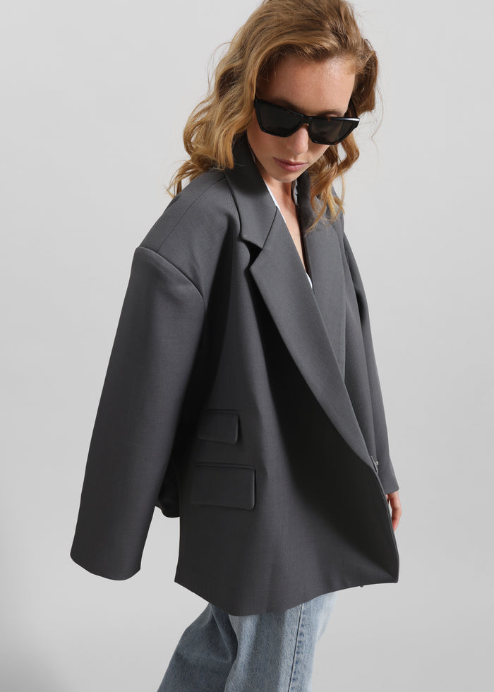 Tolmer Boxy Wrap Blazer - Storm Grey