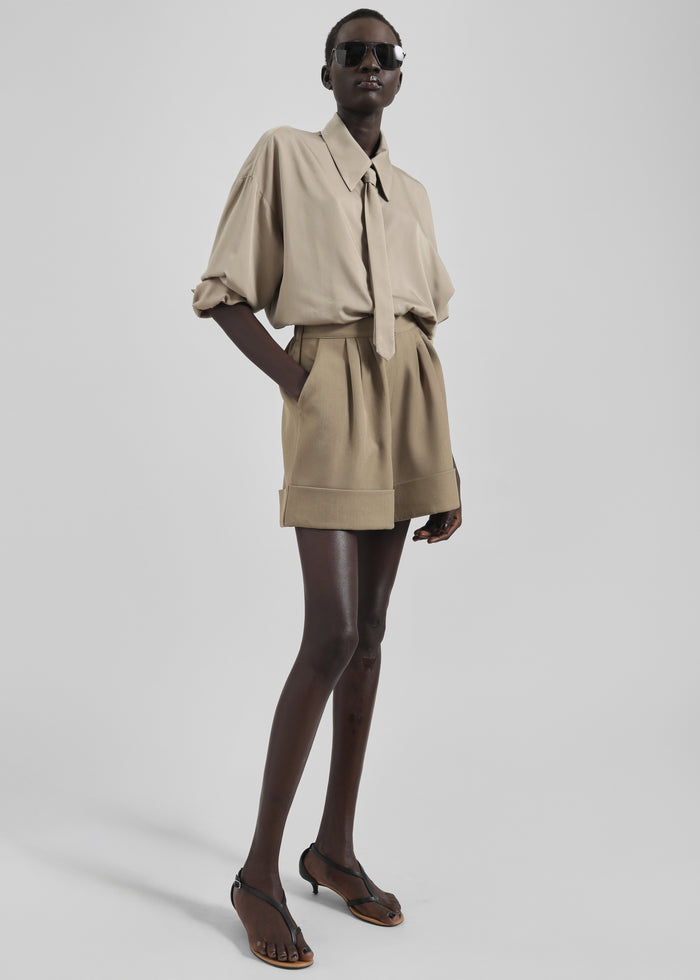Tolmer Cuffed Shorts - Taupe Melange