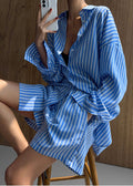 Toscane Oversized Shirt - Blue/White Stripe