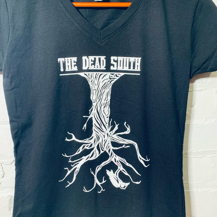 Tree T-Shirt - Black - Ladies V-Neck