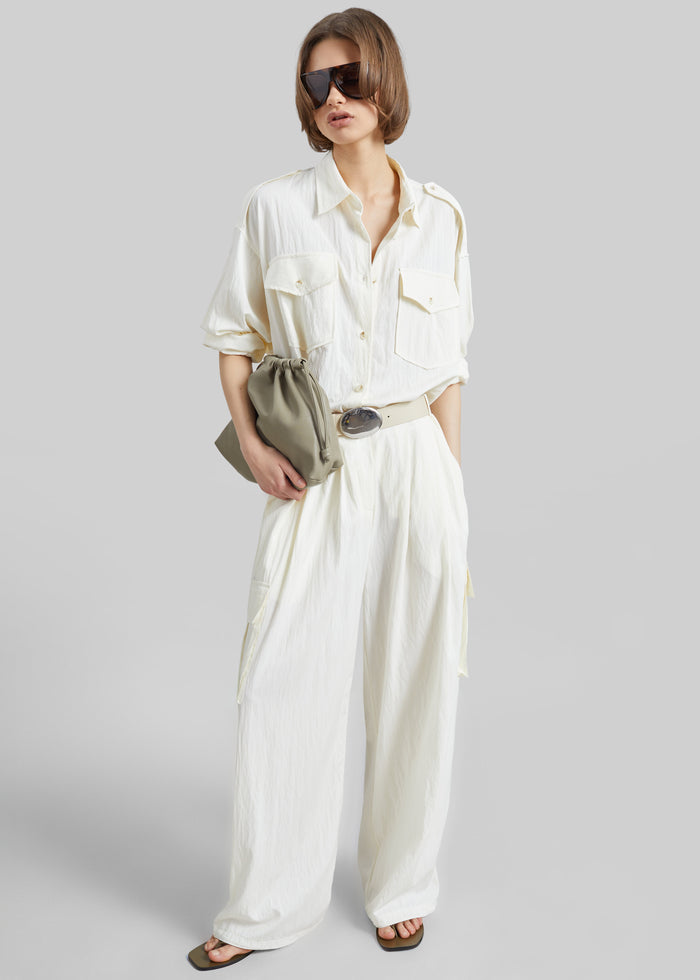 Trevi Textured Cargo Pants - Cream