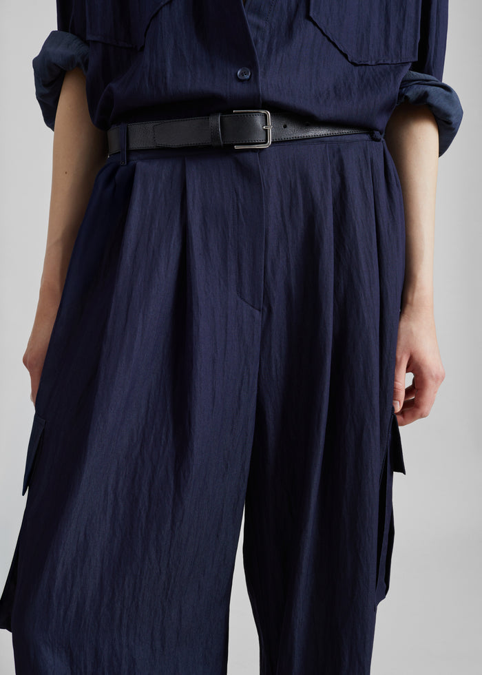 Trevi Textured Cargo Pants - Navy