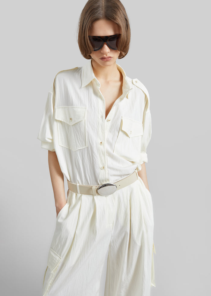 Trevi Textured Cargo Shirt - Cream