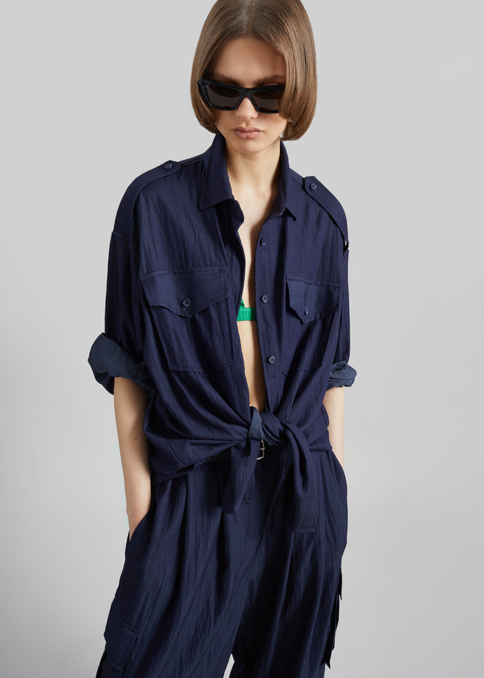 Trevi Textured Cargo Shirt - Navy