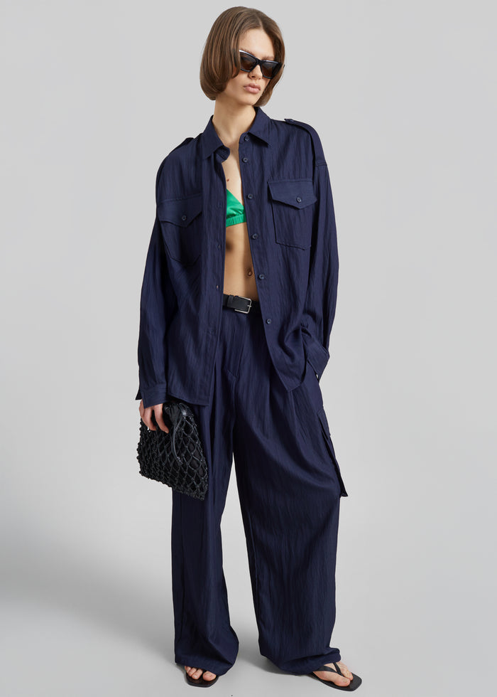 Trevi Textured Cargo Shirt - Navy