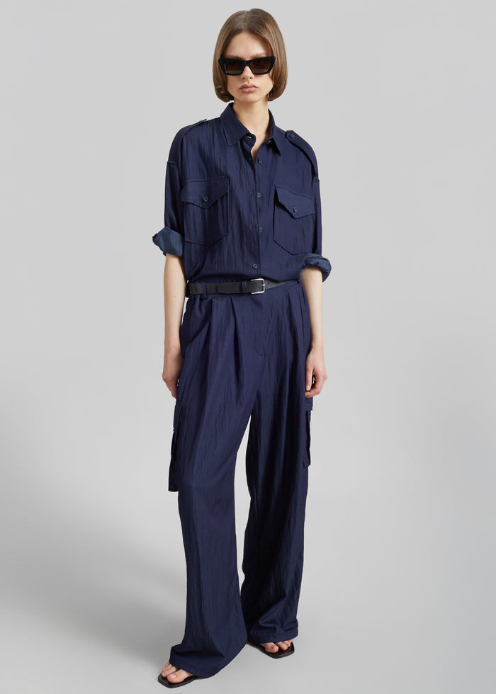 Trevi Textured Cargo Shirt - Navy
