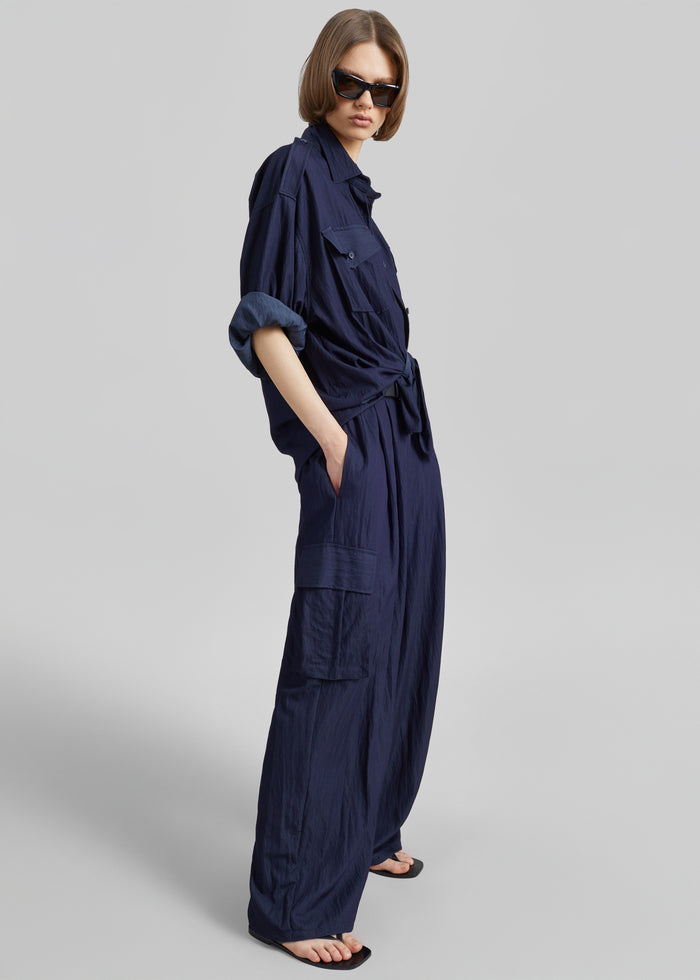 Trevi Textured Cargo Shirt - Navy