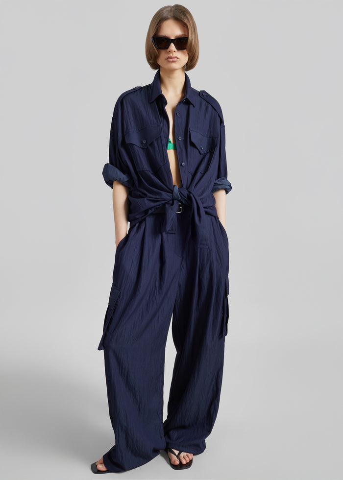 Trevi Textured Cargo Shirt - Navy