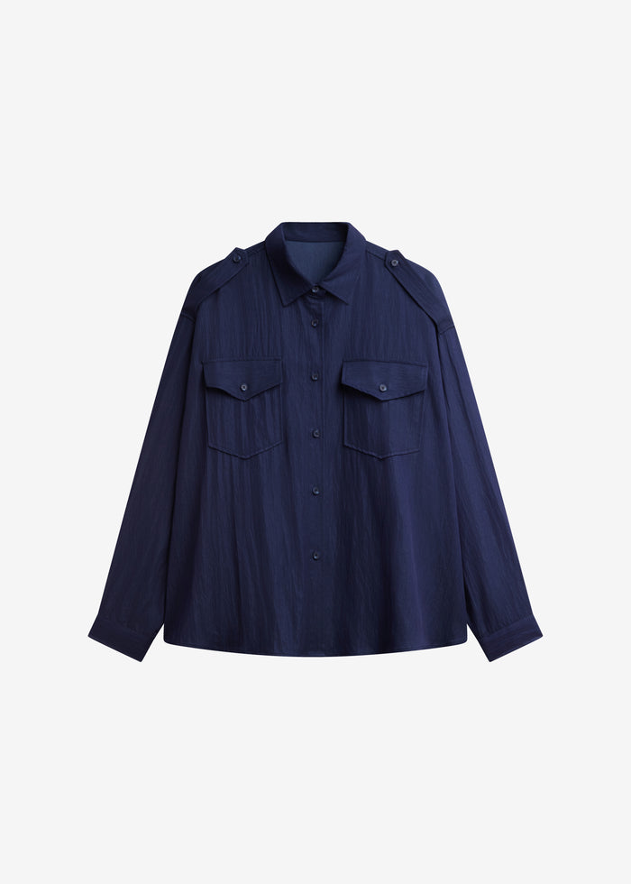 Trevi Textured Cargo Shirt - Navy