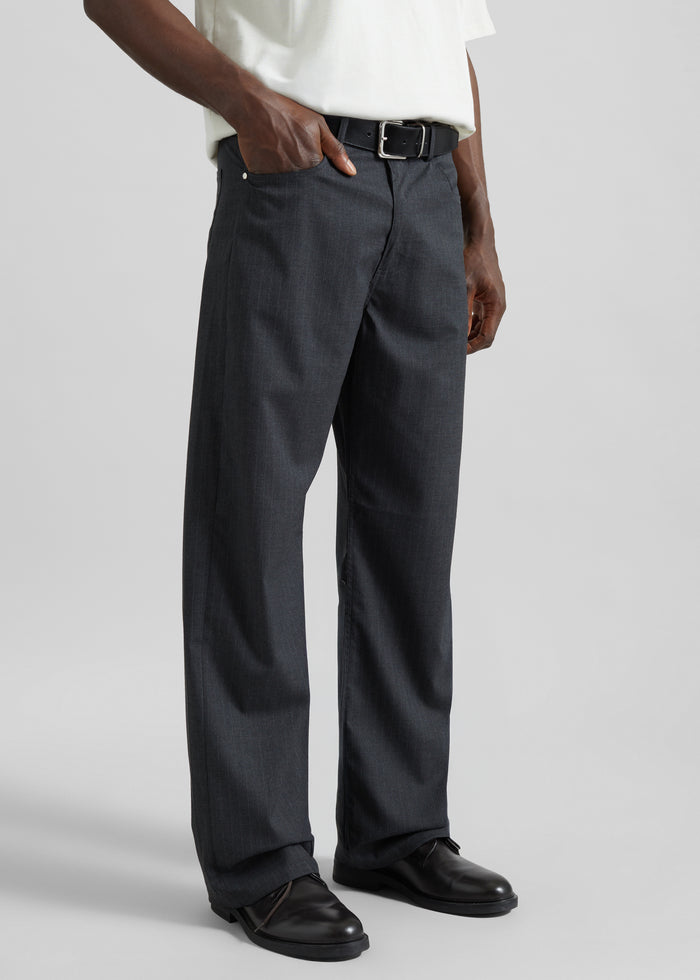 Trieste Straight Pants - Charcoal Pinstripe