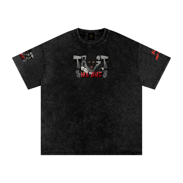 Trust no one - Snow Washed Oversized Cotton T-Shirt