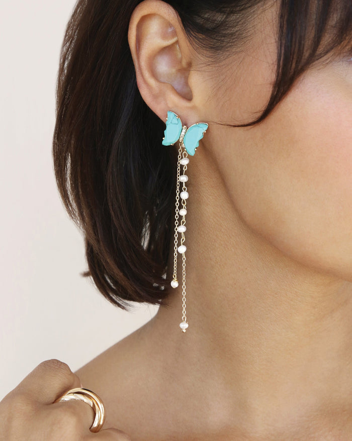 Turquoise Butterfly Dangle Earrings