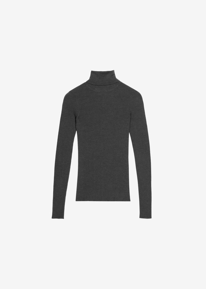 Utica Thin Turtleneck Sweater - Dark Grey Melange