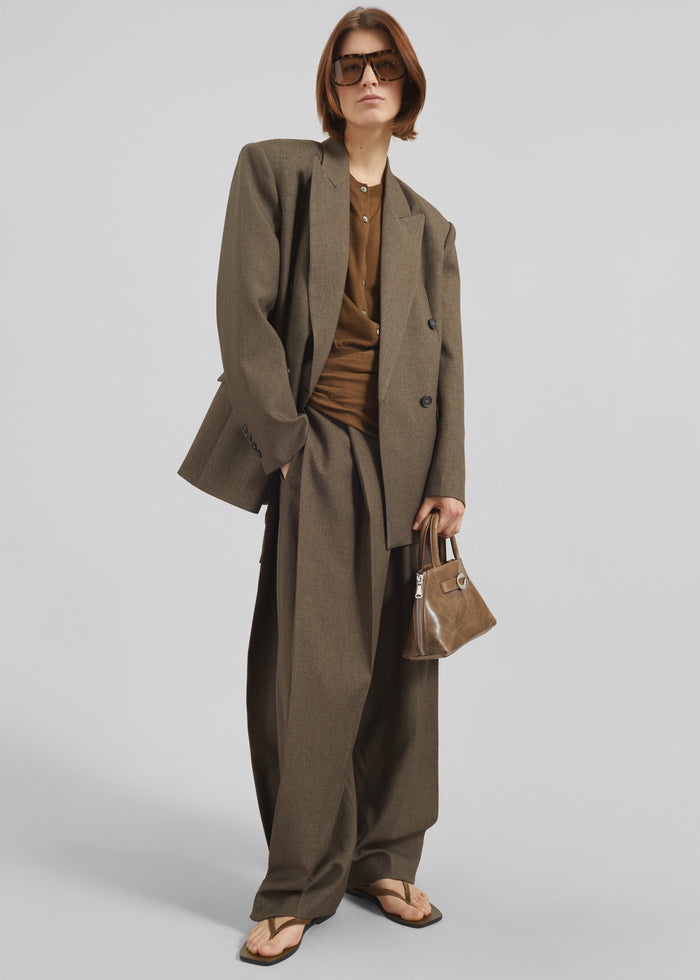 Vallsta Tailored Trousers - Brown Melange