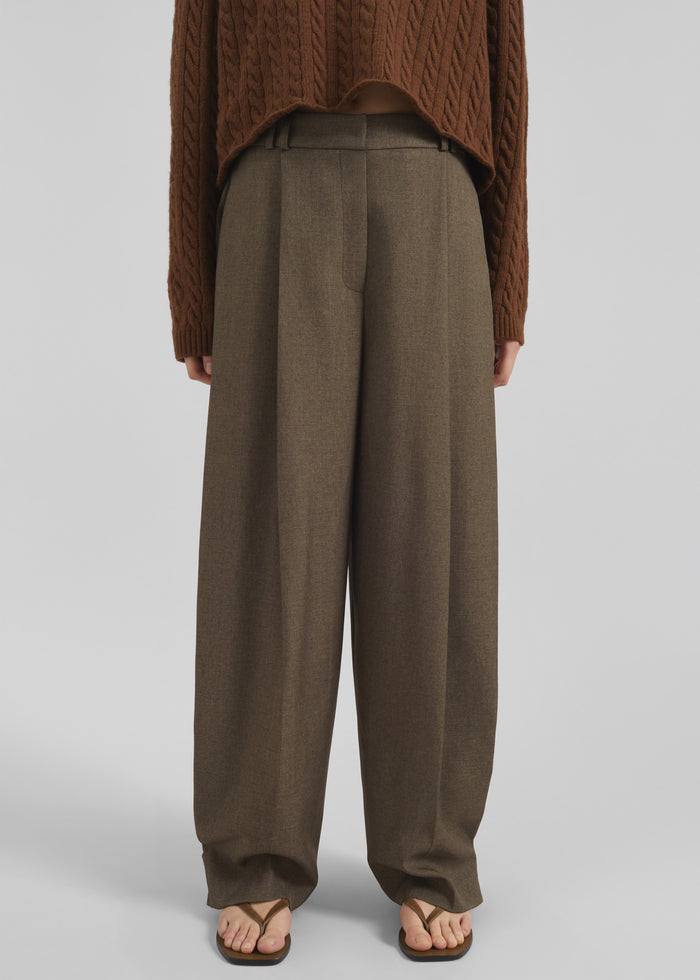 Vallsta Tailored Trousers - Brown Melange