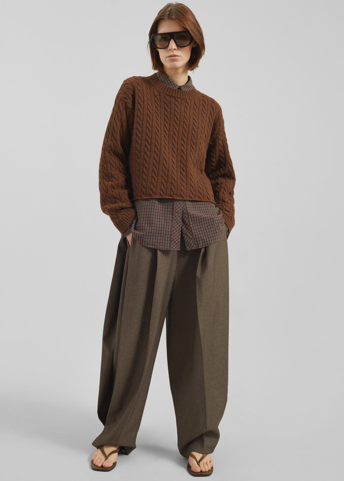 Vallsta Tailored Trousers - Brown Melange