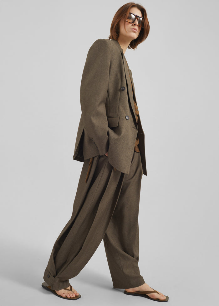 Vallsta Tailored Trousers - Brown Melange