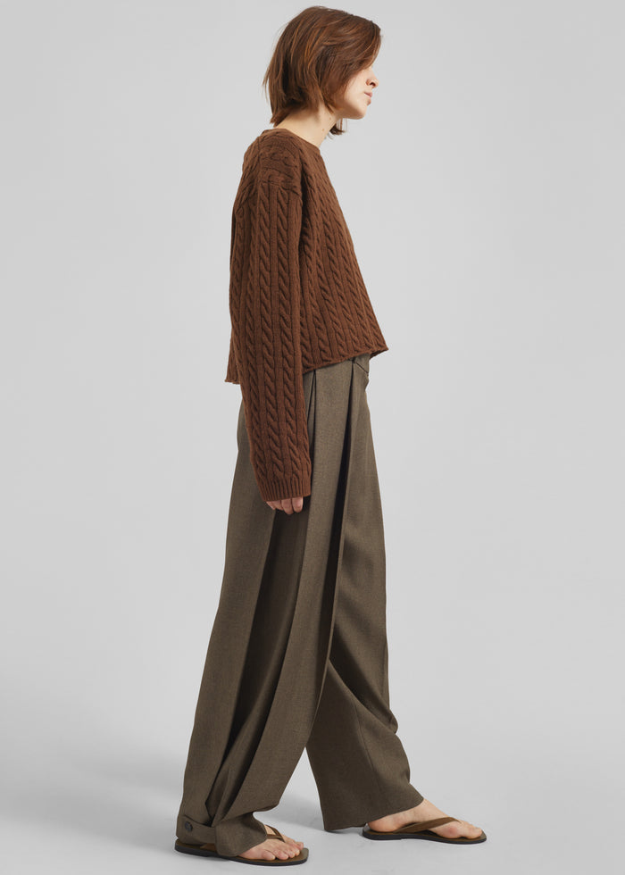 Vallsta Tailored Trousers - Brown Melange