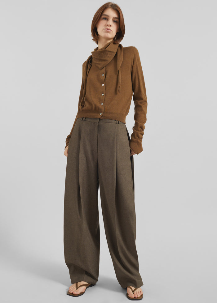 Vallsta Tailored Trousers - Brown Melange