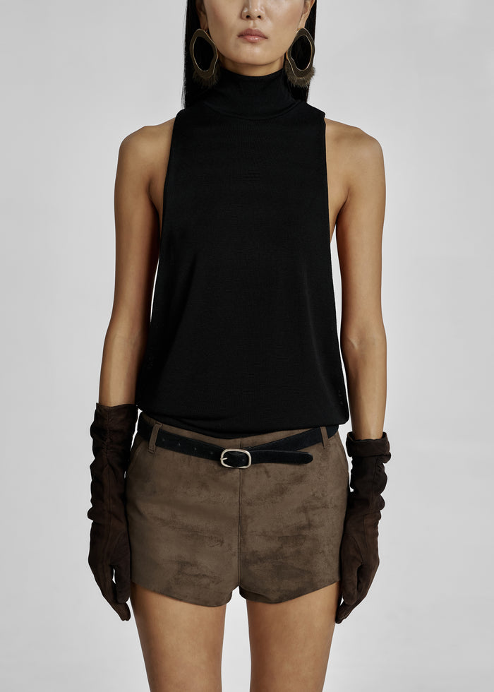 Valmere Faux Suede Hot Pants - Brown