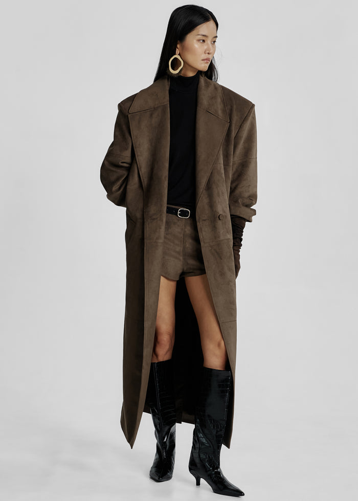 Valmere Faux Suede Hot Pants - Brown