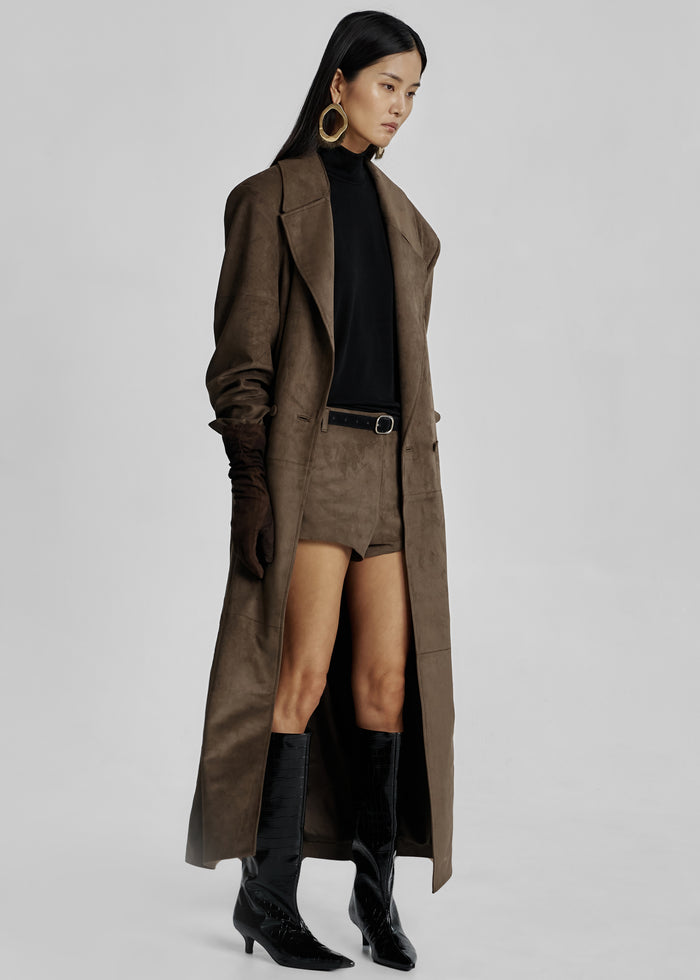 Valmere Faux Suede Hot Pants - Brown