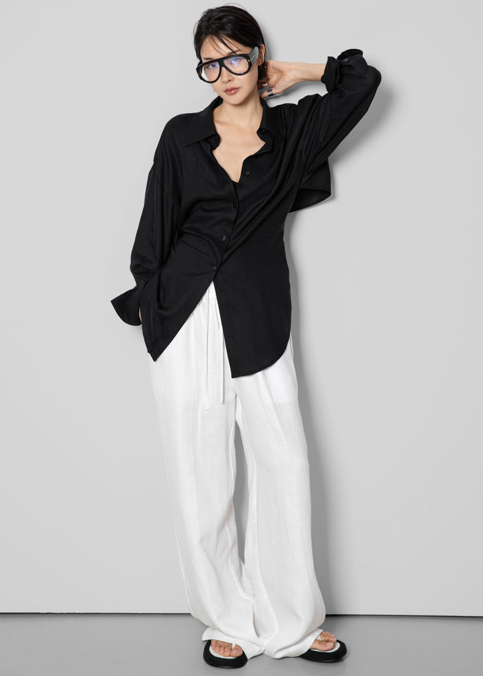 Velia Cut-Out Back Shirt - Black