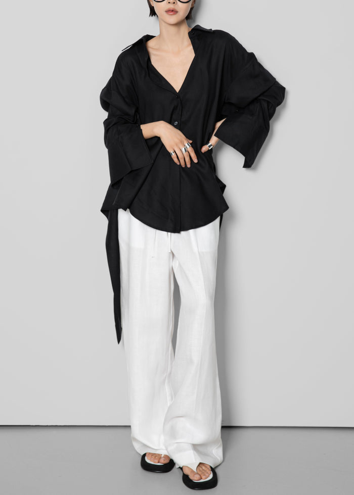 Velia Cut-Out Back Shirt - Black