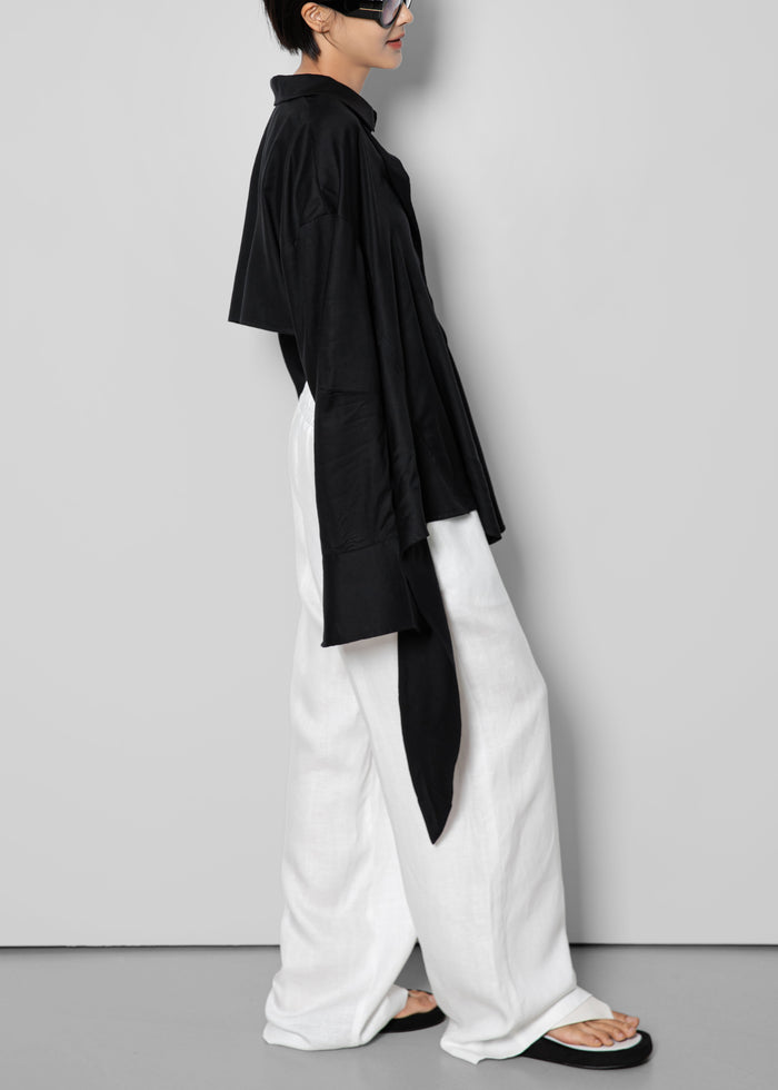 Velia Cut-Out Back Shirt - Black