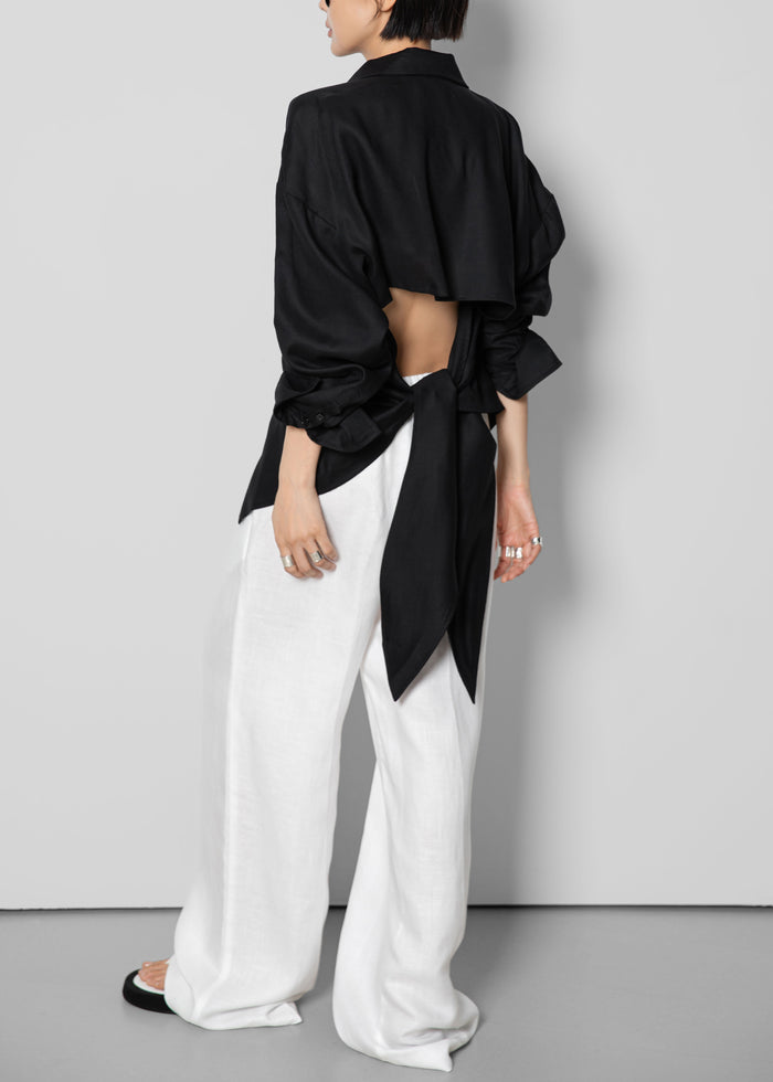 Velia Cut-Out Back Shirt - Black