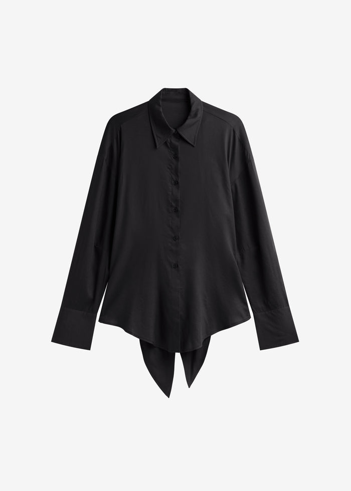 Velia Cut-Out Back Shirt - Black
