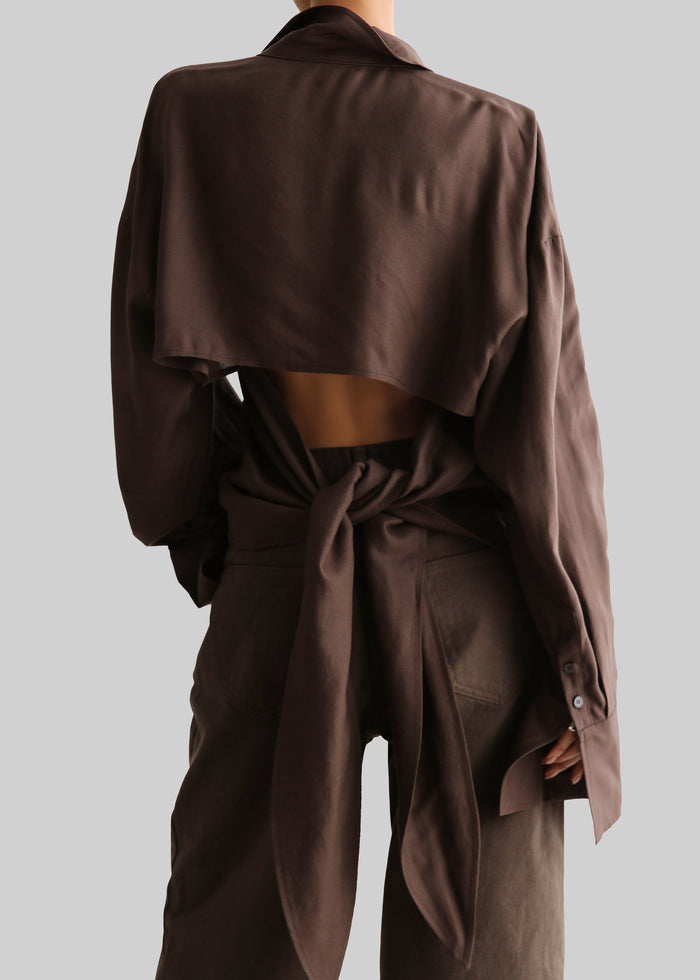 Velia Cut-Out Back Shirt - Brown