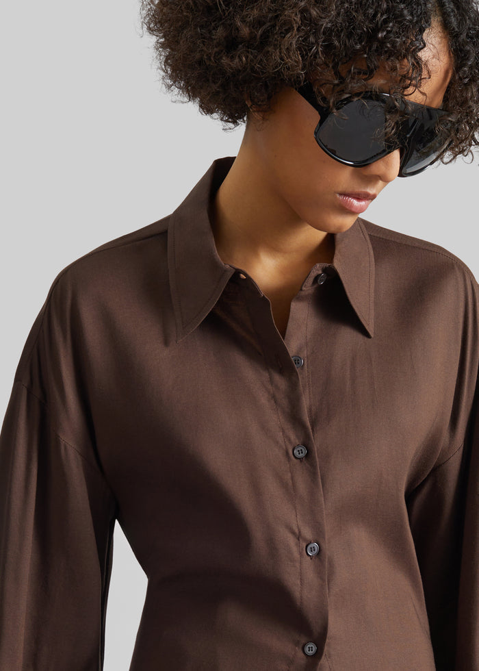 Velia Cut-Out Back Shirt - Brown