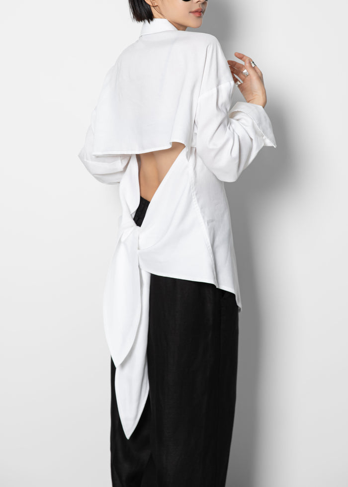 Velia Cut-Out Back Shirt - White