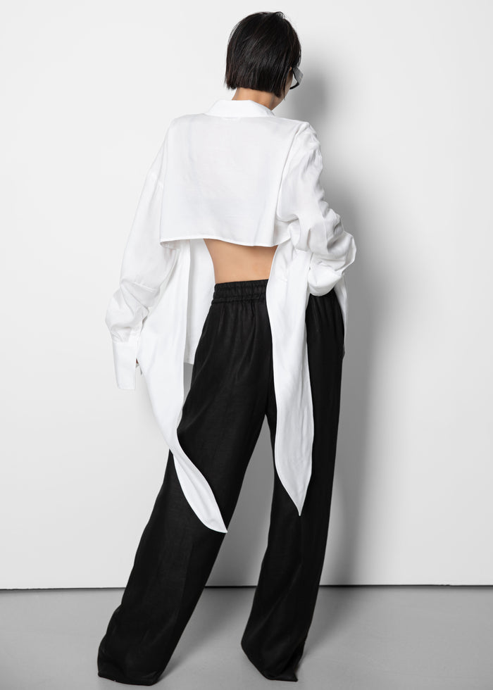 Velia Cut-Out Back Shirt - White